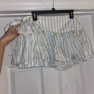 Altar’d State Blue and White Floral Faux Wrap Skirt/Skort